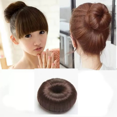 Picture of Korean headdress donut wig hair ring hair ring hair ball hair tools flower bud hair ring hair accessories-Brown