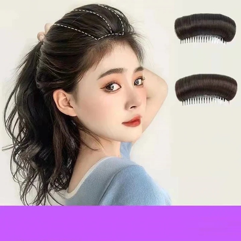 Picture of Wig piece for women, fluffy hair root, simulated hair pad, invisible hair top heightening and curling tool, hair pad artifact-Light Brown