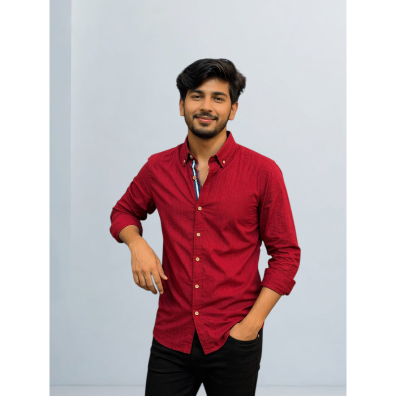 Picture of Premium Red Casual Shirt – Modern Slim Fit
