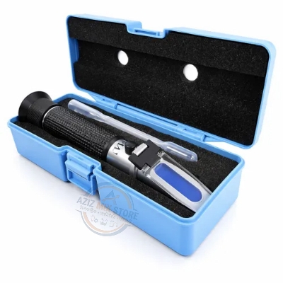 Picture of ATC Portable Salinity Refractometer 0–100 ppt (0–100%) for Salinity Testing The ATC Portable Salinity Refractometer 0–100 ppt is a precision instrument designed to measure the salt concentration (salinity) in liquids quickly and accurately.