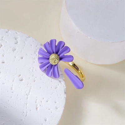 Picture of Vintage Daisy Flower Adjustable Rings for Women – Korean Sweet Sunflower Style