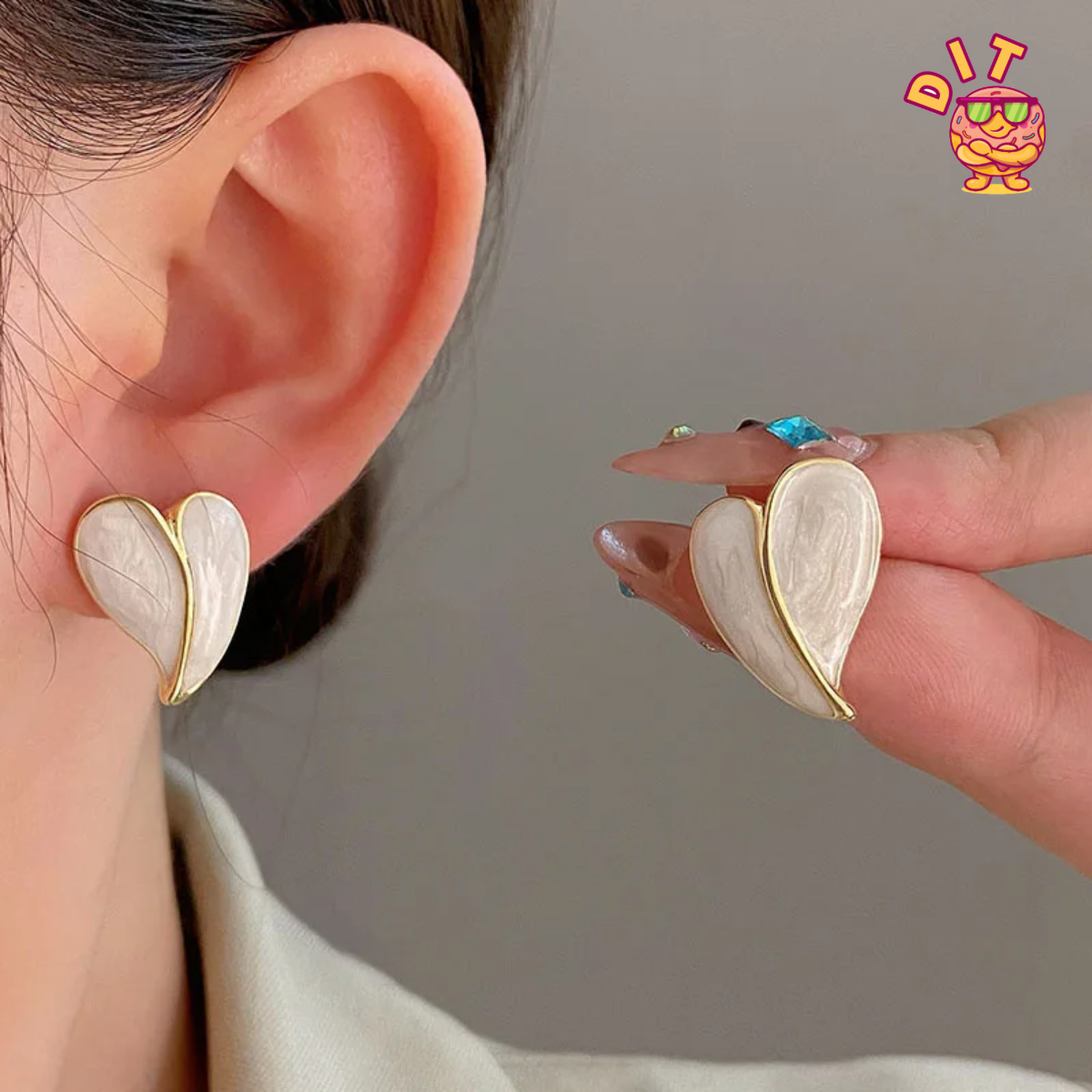 Picture of Stylish Enameled Heart Stud Earrings for Women – Cute & Colorful Geometric Design | Lightweight Everyday Jewelry