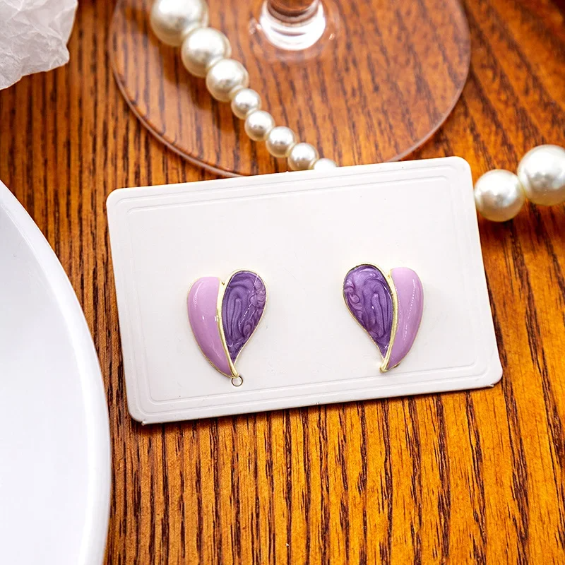 Picture of Stylish Enameled Heart Stud Earrings for Women – Cute & Colorful Geometric Design | Lightweight Everyday Jewelry