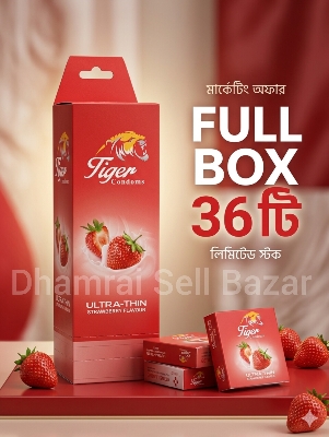Picture of Tiger Condom Ultra Thin Strawberry Flavor - Full Box (36 Pieces) - High Quality & Long Lasting