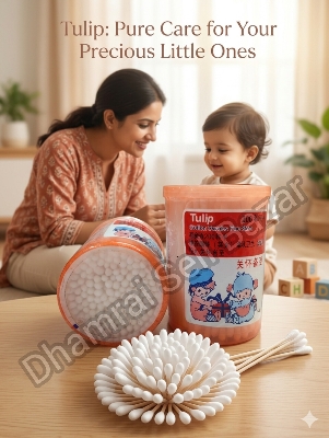 Picture of Tulip Premium Baby Cotton Buds with Fine Stem for Soft Skin - 200 Pcs Plastic Jar | কটন বাড