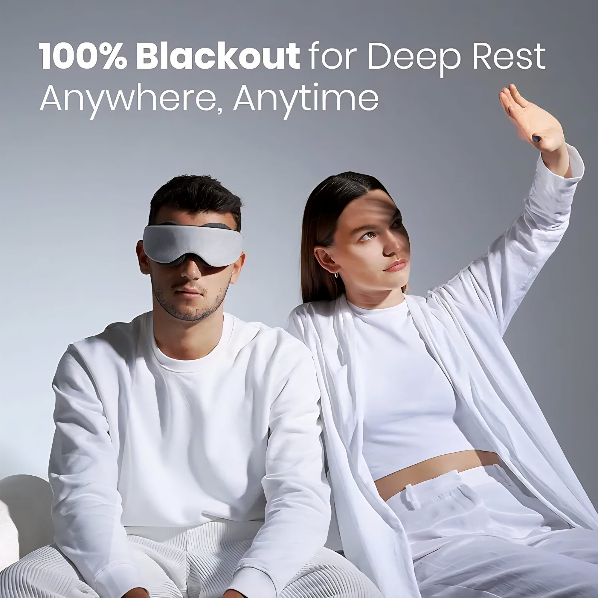 Picture of Zero Pressure 3D Sleep Mask - 100% Blackout, Adjustable & Breathable for Men & Women Grey