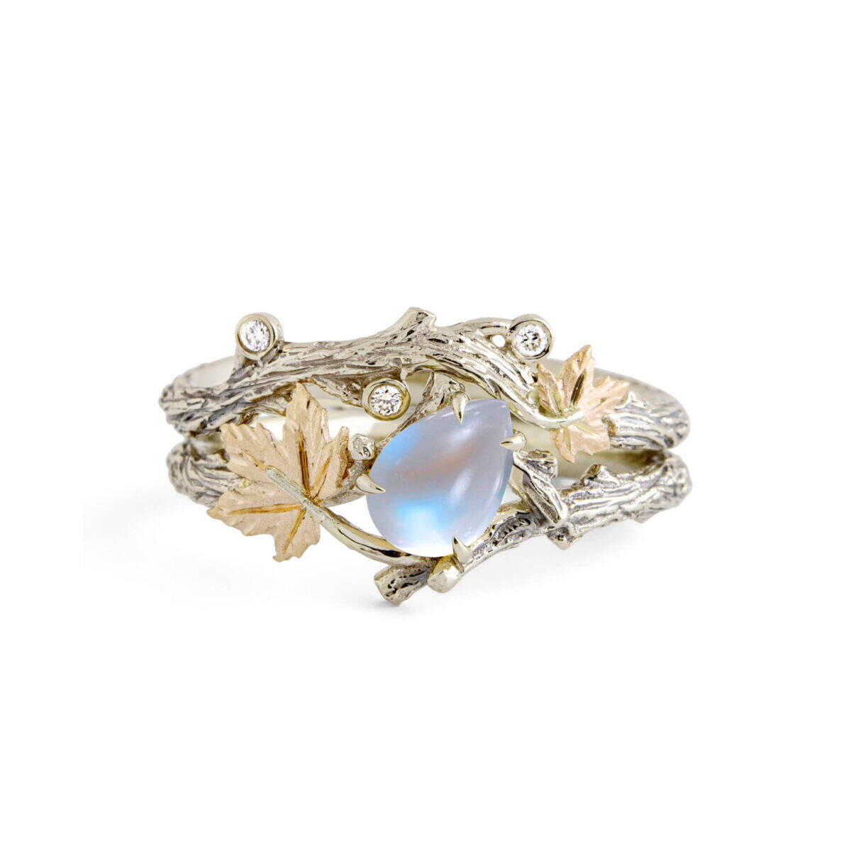 Picture of Retro Maple Leaf Opal Ring for Women | Vintage Waterdrop Opal Stone Ring