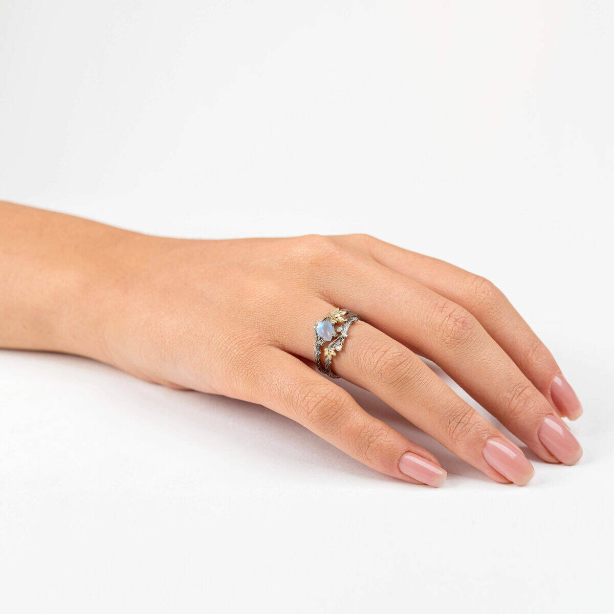 Picture of Retro Maple Leaf Opal Ring for Women | Vintage Waterdrop Opal Stone Ring