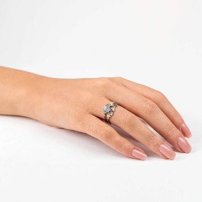 Picture of Retro Maple Leaf Opal Ring for Women | Vintage Waterdrop Opal Stone Ring