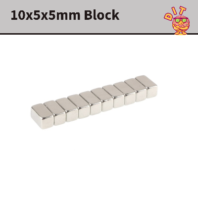 Picture of High-Quality Super Strong Nickel-Copper-Nickel Coated Neodymium Magnets 10x5x5mm for DIY, Office, and Science Projects