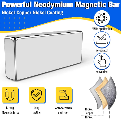 Picture of High-Quality Super Strong Nickel-Copper-Nickel Coated Neodymium Magnets 10x5x5mm for DIY, Office, and Science Projects