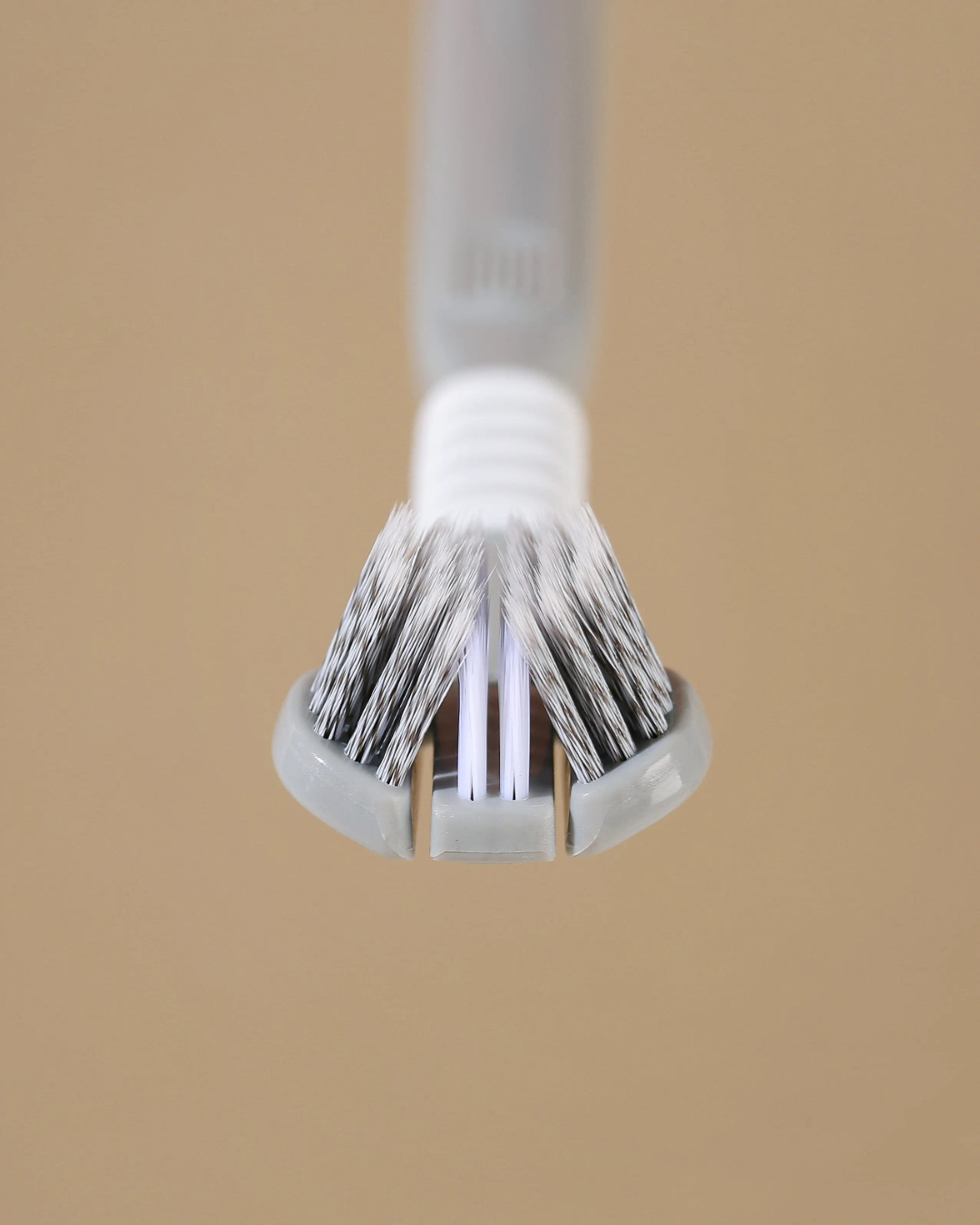 Picture of 3-Sided Toothbrush (2-Piece) – Triple Cleaning Head with Tongue Scraper | 360° Deep Clean for Teeth & Gums | Ultra-Soft 0.15mm Bristles (White/Grey)