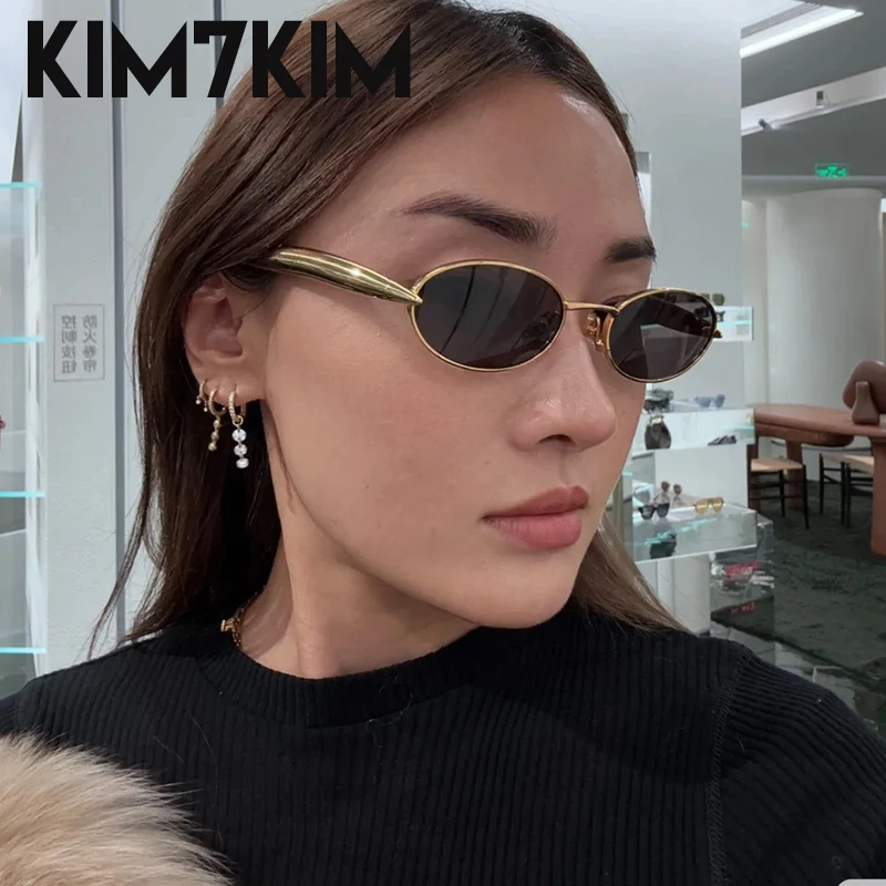 Picture of Fashion Metal Oval Sunglasses for Men & Women - Anti-UV HD Lens Retro Vintage Punk Style Small Frame (7 Colors)