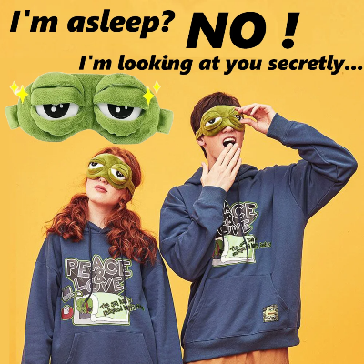 Picture of 3D Funny Frog Sleeping Eye Mask – Soft Plush Blackout Blindfold with Movable Eyelids | Travel, Nap & Relaxation Eye Cover for Men & Women Green