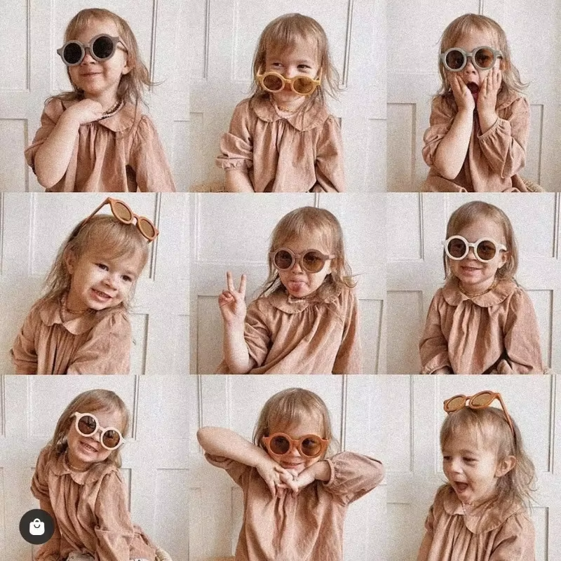 Picture of Kids Sunglasses for 1–8 Years | Round Frame Gradient Lens | UV400 Sun Protection | Lightweight Children’s Fashion Shades (8 Colors) Brown