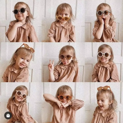 Picture of Kids Sunglasses for 1–8 Years | Round Frame Gradient Lens | UV400 Sun Protection | Lightweight Children’s Fashion Shades (8 Colors) Brown