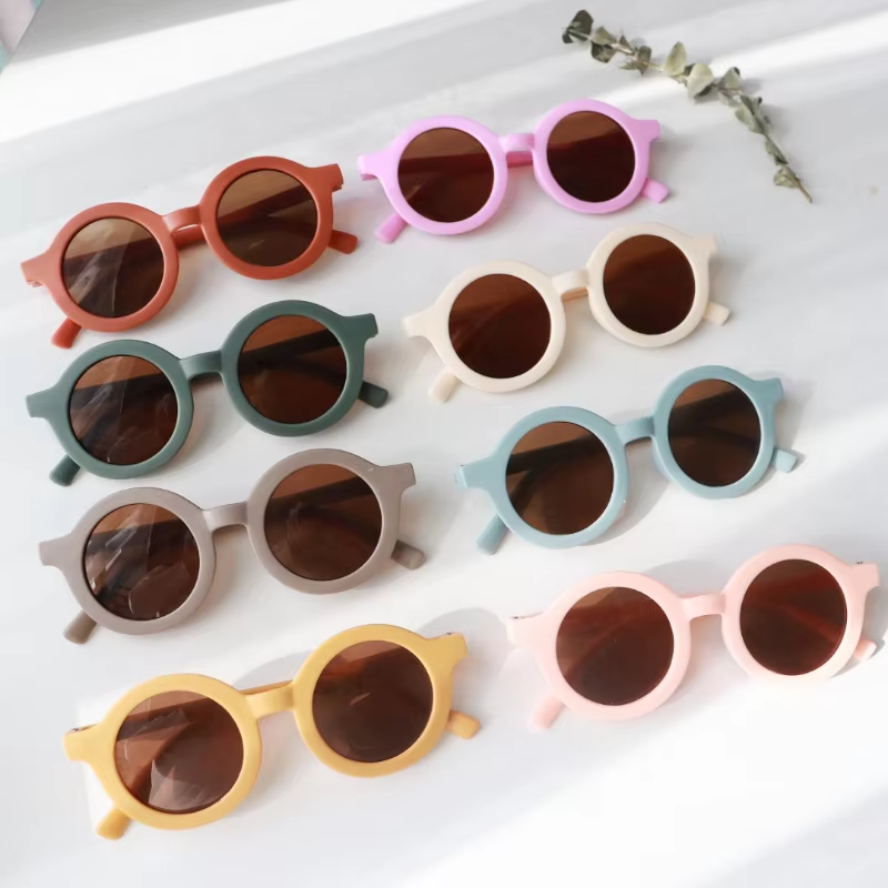 Picture of Kids Sunglasses for 1–8 Years | Round Frame Gradient Lens | UV400 Sun Protection | Lightweight Children’s Fashion Shades (8 Colors) Brown