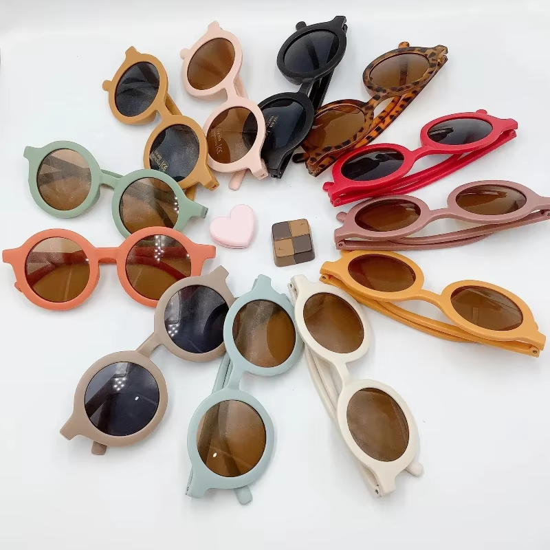 Picture of Kids Sunglasses for 1–8 Years | Round Frame Gradient Lens | UV400 Sun Protection | Lightweight Children’s Fashion Shades (8 Colors) Brown