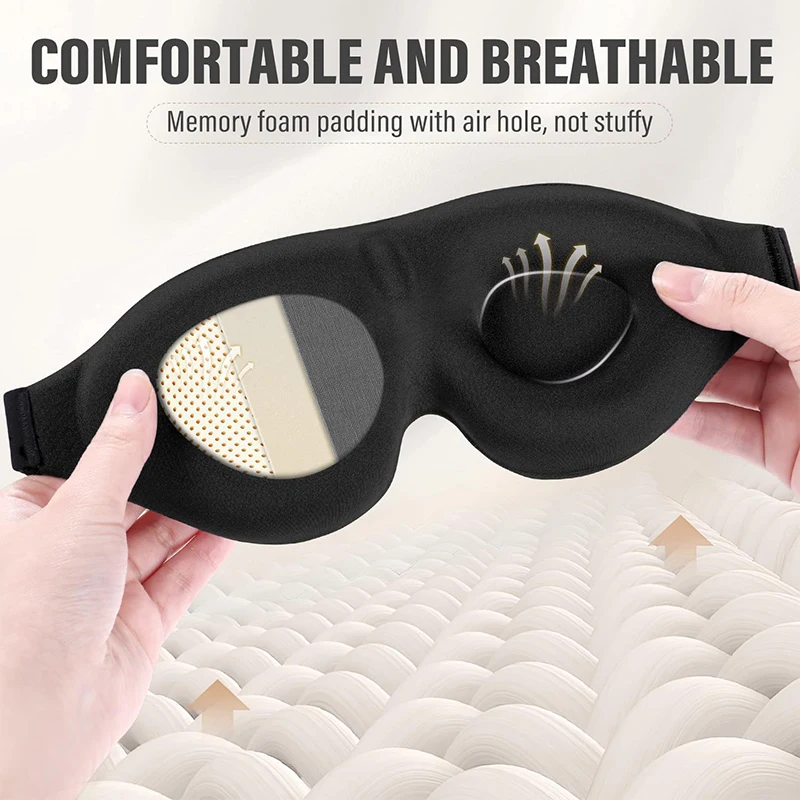 Picture of 3D Contoured Sleep Mask for Side Sleepers | 100% Blackout Eye Cover with Nose Wing | Ultra-Soft Memory Foam & Adjustable Strap