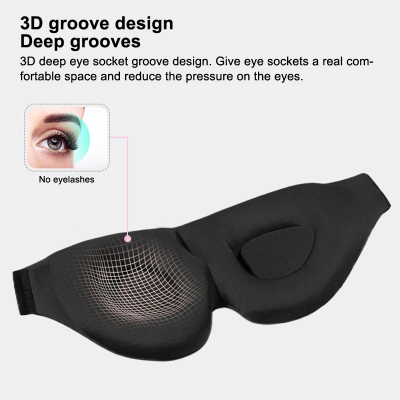 Picture of 3D Contoured Sleep Mask for Side Sleepers | 100% Blackout Eye Cover with Nose Wing | Ultra-Soft Memory Foam & Adjustable Strap