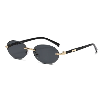 Picture of New Elegant Rimless UV400 Sunglasses for Men and Women, Classic Round Fashion Shades, Anti-Reflective Lens, Fashion Accessory