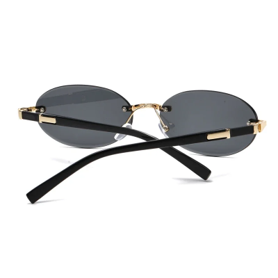 Picture of New Elegant Rimless UV400 Sunglasses for Men and Women, Classic Round Fashion Shades, Anti-Reflective Lens, Fashion Accessory