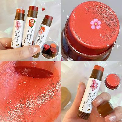 Picture of HANBOLL Fruit Flavored Lip Balm – Peach Tea & Orange Jelly | Moisturizing, Nourishing & Tinted Lip Care | Soft, Smooth & Plumping Lip Balm for Dry Lips (4.5g)