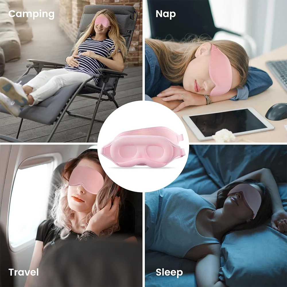 Picture of 3D Contoured Sleep Eye Mask | Full Blackout | Zero Pressure | Ultra‑Soft Silk Feel | Adjustable Fit for Night Sleep & Travel