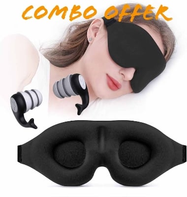 Picture of Ultimate Sleep Comfort Combo | 3D Blackout Sleep Eye Mask for Side Sleepers + Reusable Noise-Reducing Silicone Earplugs | Travel & Home Sleep Essentials