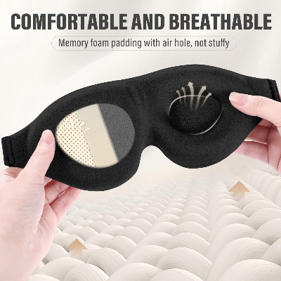 Picture of Ultimate Sleep Comfort Combo | 3D Blackout Sleep Eye Mask for Side Sleepers + Reusable Noise-Reducing Silicone Earplugs | Travel & Home Sleep Essentials