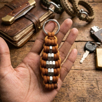 Picture of Paracord Hex Nut Keychain | Customizable Handwoven Paracord Key Holder with Stainless Steel Nuts & Ring | Durable EDC Keyring for Keys, Bag & Outdoor Use