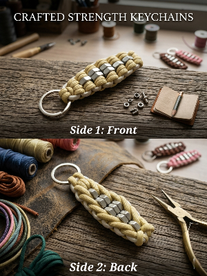 Picture of Paracord Hex Nut Keychain | Customizable Handwoven Paracord Key Holder with Stainless Steel Nuts & Ring | Durable EDC Keyring for Keys, Bag & Outdoor Use