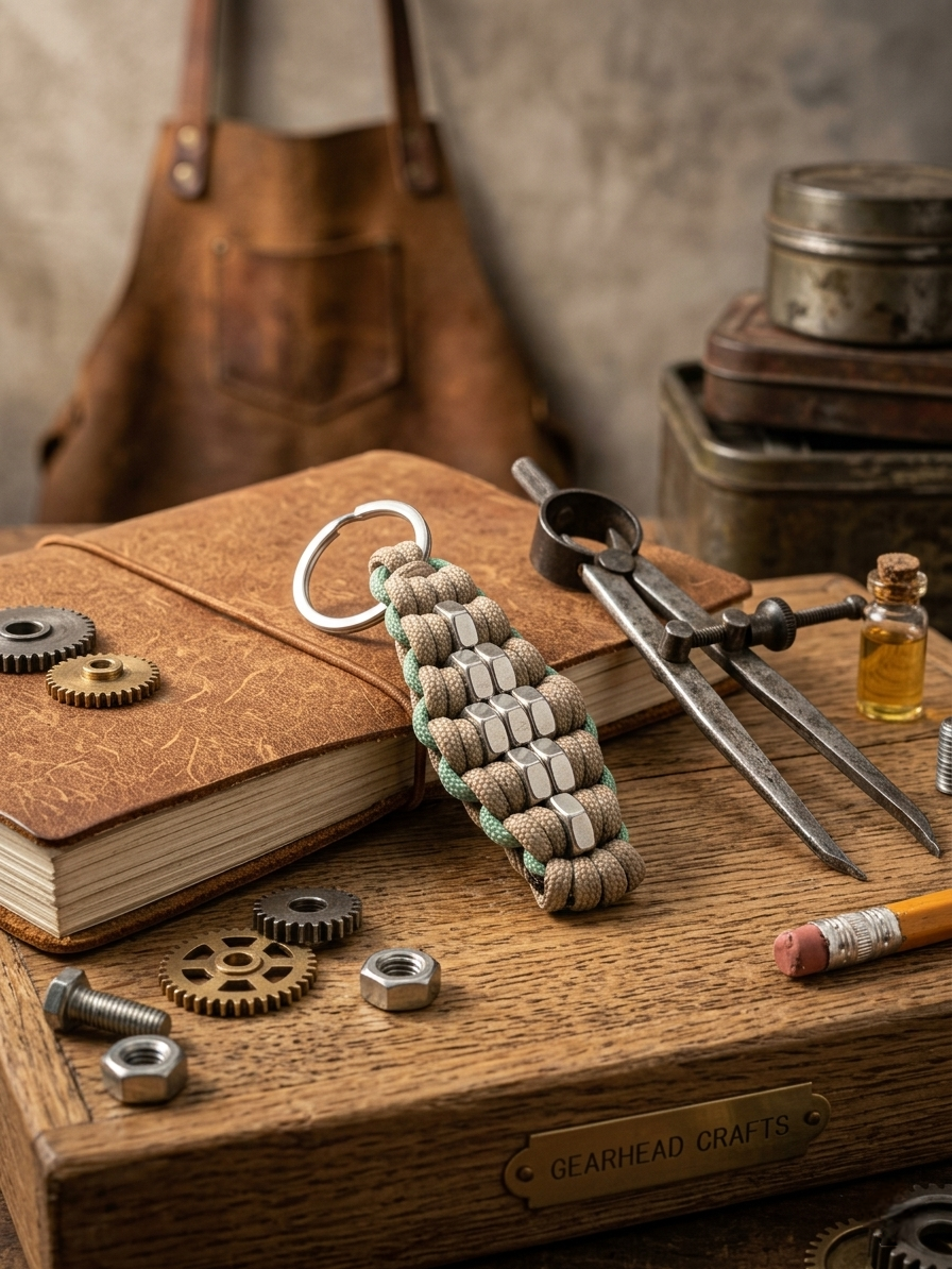 Picture of Paracord Hex Nut Keychain | Customizable Handwoven Paracord Key Holder with Stainless Steel Nuts & Ring | Durable EDC Keyring for Keys, Bag & Outdoor Use