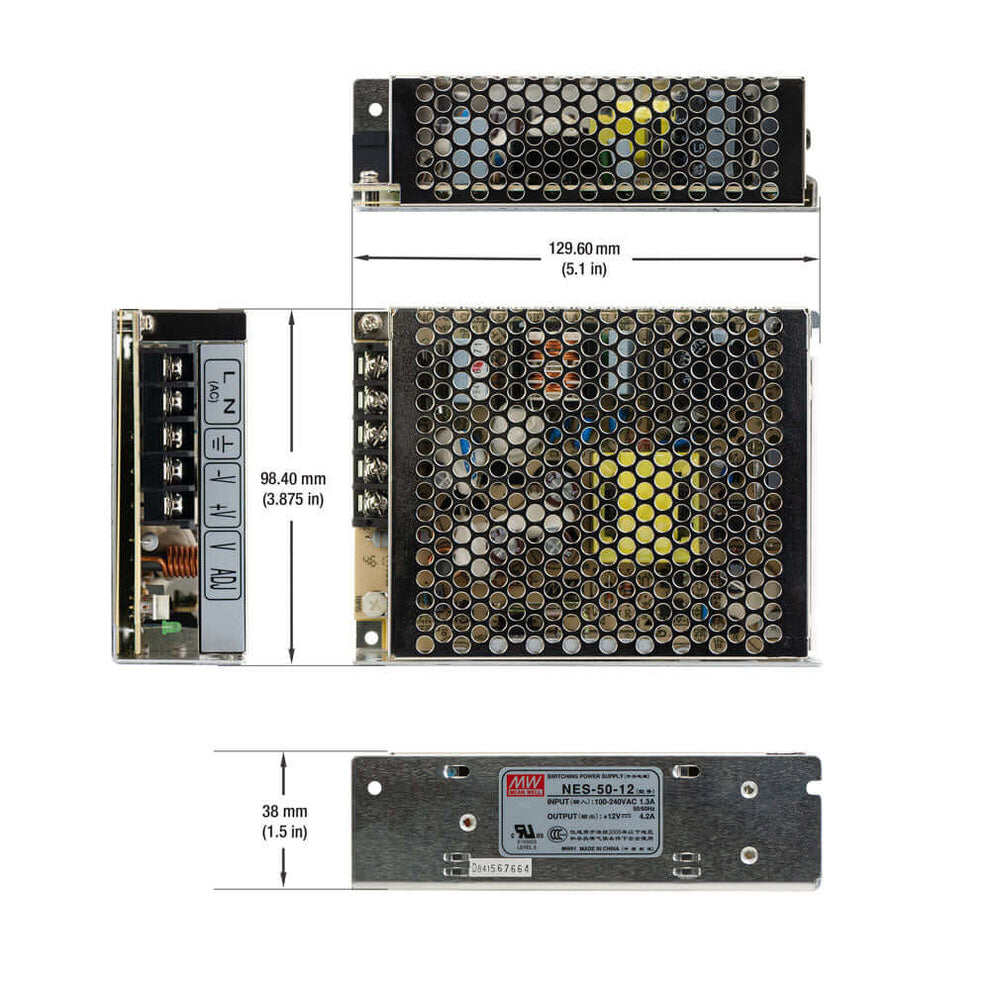 Picture of Mean Well NET-50B Triple Output Switching Power Supply 50W | +5V 4A, +12V 2A, -12V 0.5A | Original Industrial Grade SMPS | Pre-Owned Like New