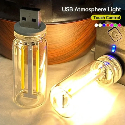 Picture of USB LED Retro Edison Night Light - Touch Dimming Ambient Lamp, Eye Protection, Room & Desk Decoration
