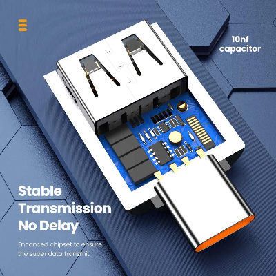Picture of 6A 120W USB to Type-C & Type-C to USB 3.0 OTG Converter Adapter | Premium Metal Shell Fast Charging, 10Gbps High-Speed Data Sync & Audio Plug-and-Play Connector for Phones, Laptops, Keyboards & U-Disk