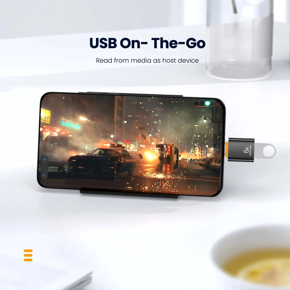 Picture of 6A 120W USB to Type-C & Type-C to USB 3.0 OTG Converter Adapter | Premium Metal Shell Fast Charging, 10Gbps High-Speed Data Sync & Audio Plug-and-Play Connector for Phones, Laptops, Keyboards & U-Disk