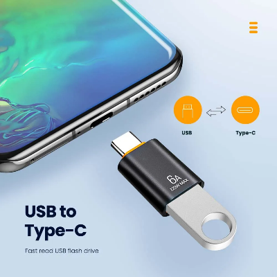 Picture of 6A 120W USB to Type-C & Type-C to USB 3.0 OTG Converter Adapter | Premium Metal Shell Fast Charging, 10Gbps High-Speed Data Sync & Audio Plug-and-Play Connector for Phones, Laptops, Keyboards & U-Disk