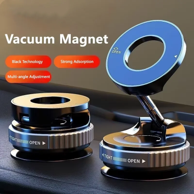 Picture of 360° Foldable Vacuum Magnetic Phone Holder | Dual-Sided Strong Suction Car Mount & Hands-Free Live Streaming Stand for All Smartphones (4.7"+)