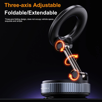 Picture of 360° Foldable Vacuum Magnetic Phone Holder | Dual-Sided Strong Suction Car Mount & Hands-Free Live Streaming Stand for All Smartphones (4.7"+)