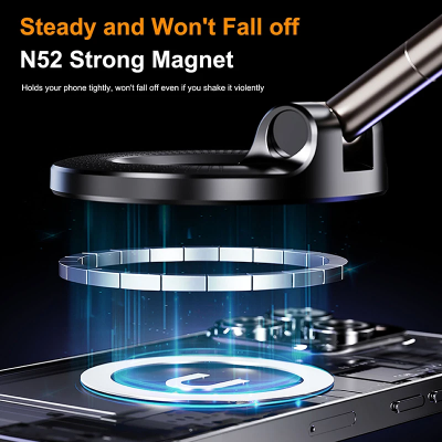 Picture of 360° Foldable Vacuum Magnetic Phone Holder | Dual-Sided Strong Suction Car Mount & Hands-Free Live Streaming Stand for All Smartphones (4.7"+)