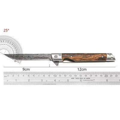 Picture of Portable Folding Utility Cutter | 3Cr13 Stainless Steel | Wooden Handle | Outdoor Camping Multi-Purpose Tool with Leather Sheath