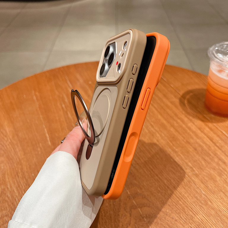 Picture of Luxury Metal Ring Holder Magnetic Phone Case for iPhone 17 Series | MagSafe Compatible Matte Bumper Cover with Kickstand