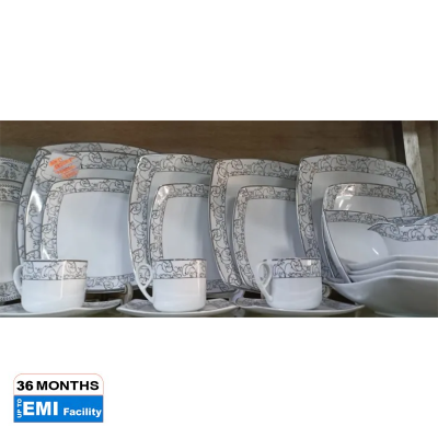 Picture of Premium Luxury 32 Pcs Porcelain Dinner Set - Silver -Export Quality