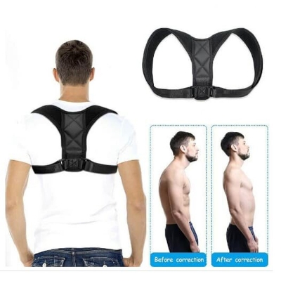 Picture of Posture Corrector Shoulder Brace Back Support Belt adjustable-Black-Int: One size)