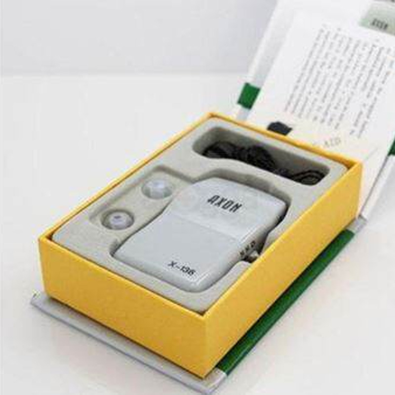 Picture of AXON X-136 Hearing Aid Machine Mini Hearing Aid Machine Pocket Wired Box system for Best Sound Amplifier Receiver Ear Care-White