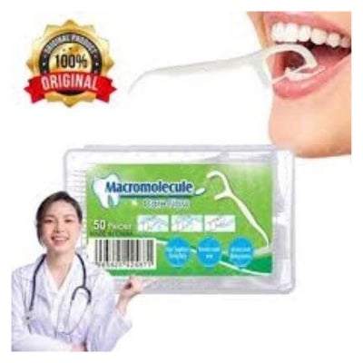 Picture of 50 pcs Procare Macromolecule Dental Floss Pick Toothpick Inner dental Cleaner Tooth Picks-Off White-Mouth)
