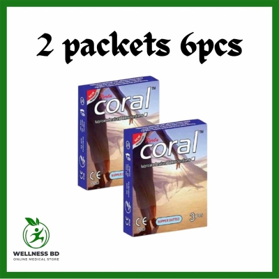 Picture of Coral - Super Dotted Lubricated Natural Latex Condom 2 packets 6pcs-Space Grey