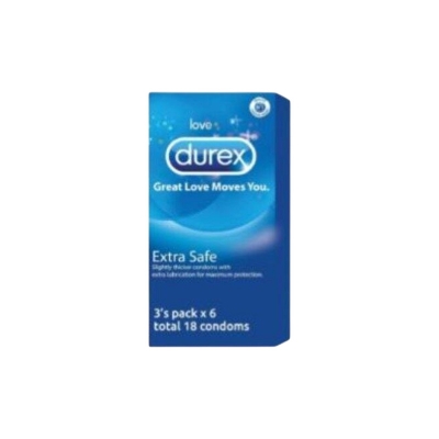 Picture of Durex Extra Safe Condom Full Box - 18pcs Condoms-Blue