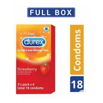 Picture of Durex Strawberry Condom For Men | Full Box - 18pcs-Multicolor